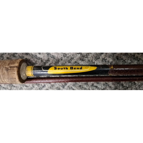 11 - South Bend vintage fly rod, featuring cork handle and two-piece construction.