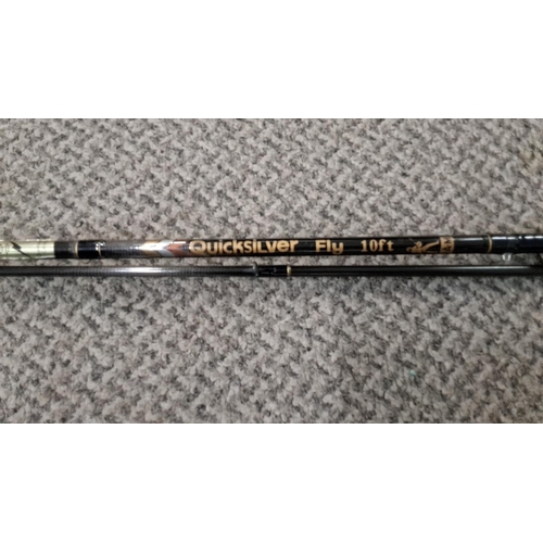 15 - Quicksilver Fly Rod, 10ft, features a cork handle and durable finish.