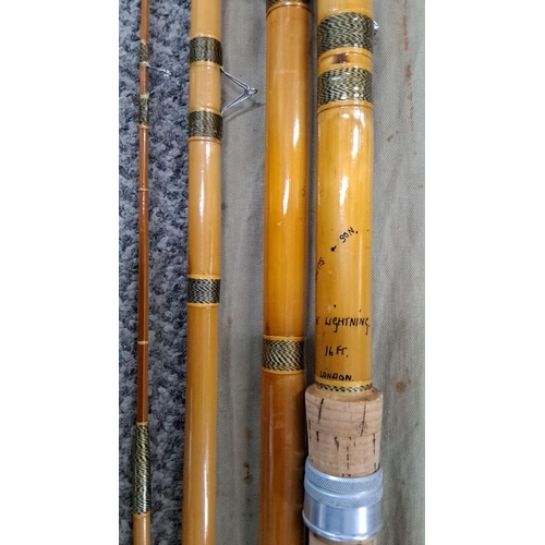 18 - Set of vintage bamboo float rods by Sowerbutts, London. Includes cork handles and cloth case.