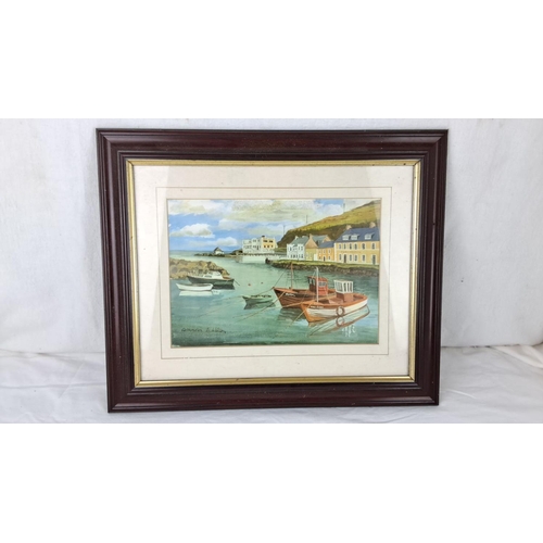 2 - A framed print of Cushendun harbour scene by N. Wilson. Signed by the Artist.