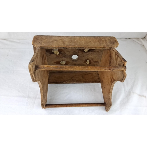 67 - Small antique handmade wooden stool.