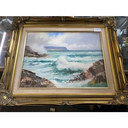 20 - An oil painting 'Rough Seas, Dunseverick' signed by Irish artist Danny Todd