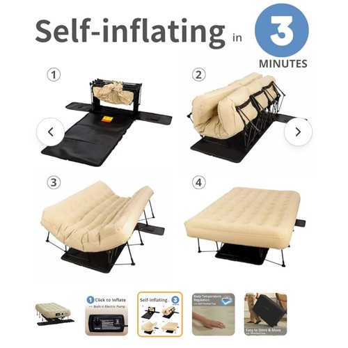 479 - An Ez Bed sport self-inflating double air mattress with built-in frame, pump and wheeled case, blow ... 