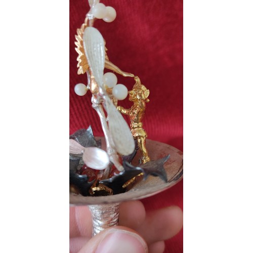 104 - Christopher Lawrence miniature sculpture features gold and sterling silver figure with decorative el... 