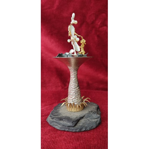 104 - Christopher Lawrence miniature sculpture features gold and sterling silver figure with decorative el... 