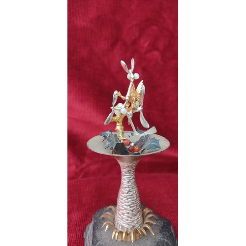 104 - Christopher Lawrence miniature sculpture features gold and sterling silver figure with decorative el... 