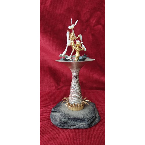 104 - Christopher Lawrence miniature sculpture features gold and sterling silver figure with decorative el... 