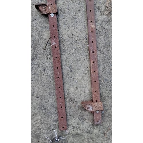 26 - Pair of vintage iron sash clamps with adjustable screw mechanism. Rugged, heavy-duty construction.