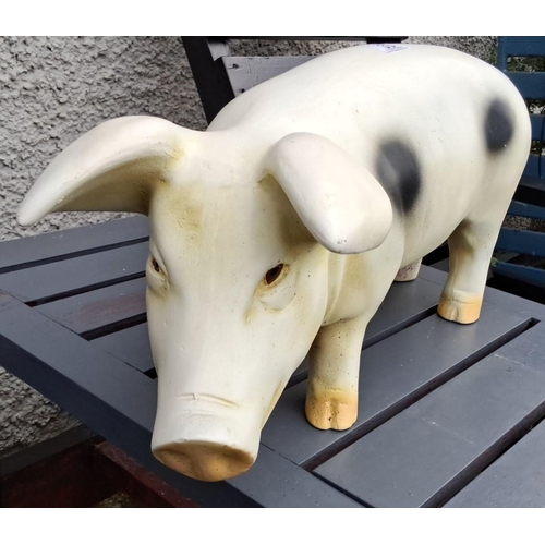 33 - Painted ceramic pig garden ornament.