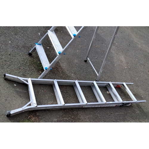 50 - Aluminum step ladder and extension ladder set, featuring robust design.