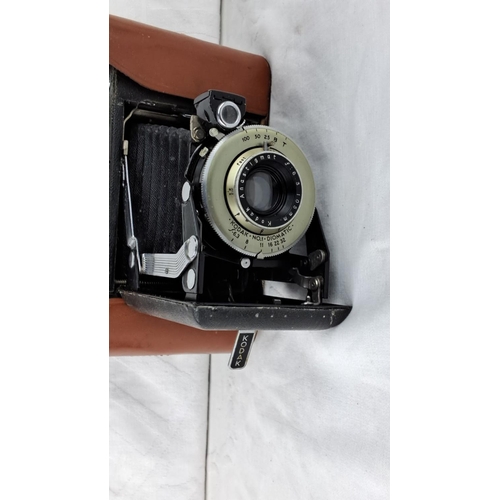 63 - Vintage Kodak No. 1 Diomatic camera with leather case, featuring an Anastigmat lens.