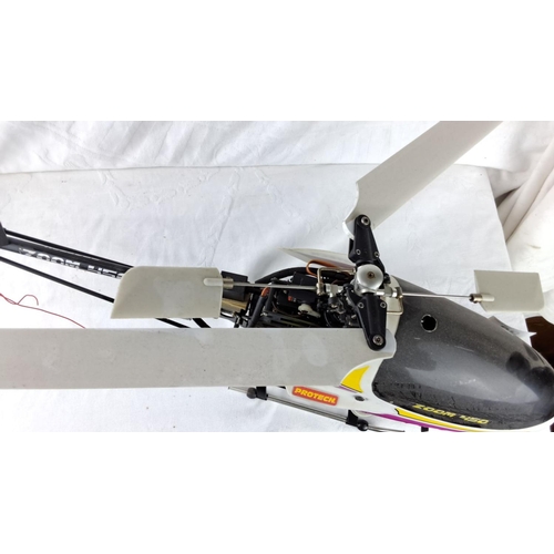 98 - Protech Zoom 450 model helicopter features aerodynamic design and vivid branding.