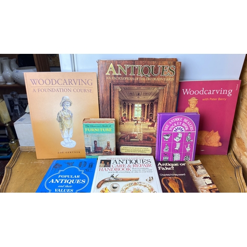 205 - Collection of books on antiques and woodcarving, includes 