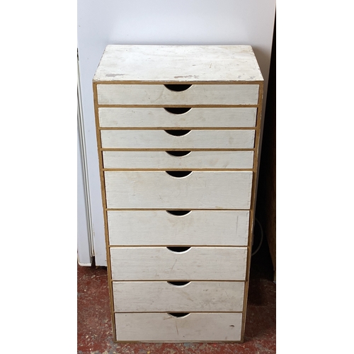 222 - Vintage wooden chest of drawers. Simple design showcases classic minimalist style.