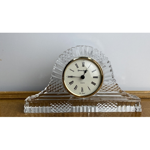 238 - Tyrone Crystal quartz Mantel clock with Roman numerals, featuring a cut glass design and gold-tone a... 