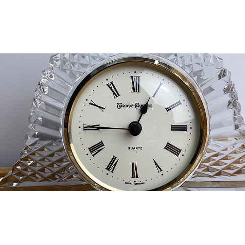 238 - Tyrone Crystal quartz Mantel clock with Roman numerals, featuring a cut glass design and gold-tone a... 