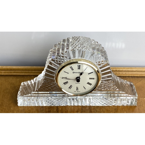 238 - Tyrone Crystal quartz Mantel clock with Roman numerals, featuring a cut glass design and gold-tone a... 