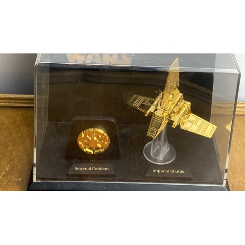 272 - Cased Star Wars 24kt Gold Plated Imperial Shuttle.