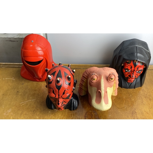 273 - Collection of 4 Star Wars busts, to include Darth Maul, Jar Jar Binks & an Imperial Guard.