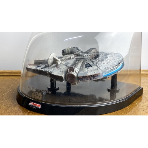 278 - Star Wars Titanium Series Millennium Falcon die-cast model in original display case, featuring intri... 