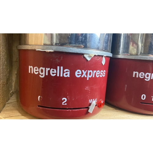 328 - Set of three Negrella Express kitchen appliances in red with chrome accents.