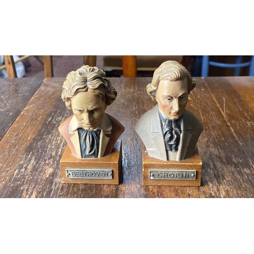 349 - Pair of vintage busts of Beethoven and Chopin.