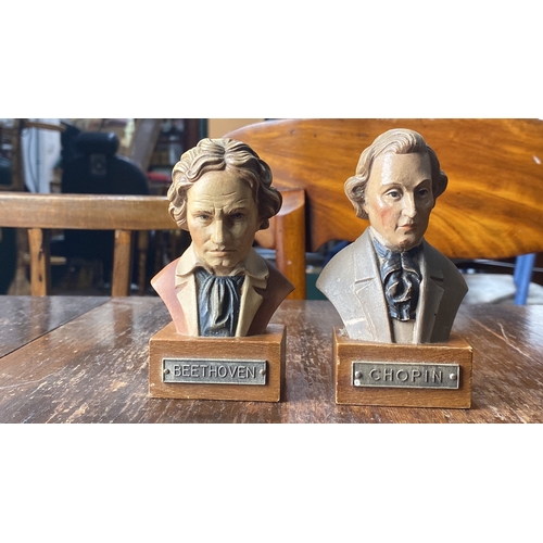 349 - Pair of vintage busts of Beethoven and Chopin.