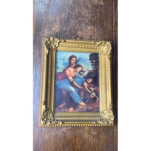 358 - Gilt-framed oil on canvas depicts an Italian Renaissance scene. Rich colours highlight the figures. ... 