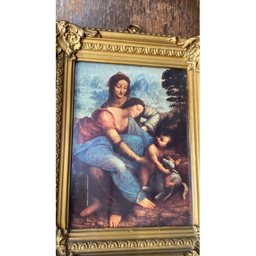 358 - Gilt-framed oil on canvas depicts an Italian Renaissance scene. Rich colours highlight the figures. ... 