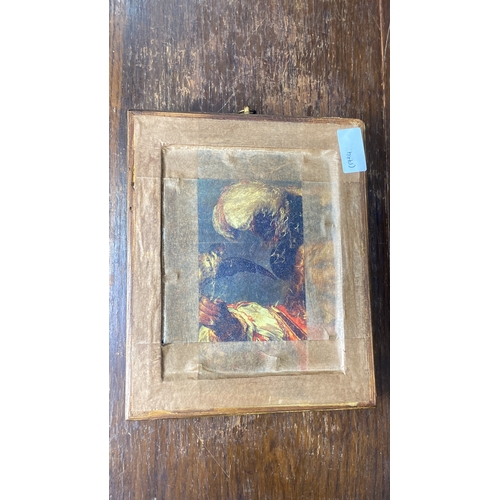 358 - Gilt-framed oil on canvas depicts an Italian Renaissance scene. Rich colours highlight the figures. ... 