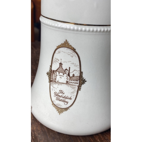 363 - Ceramic jug by Wm Grant & Sons Ltd features gold detailing and a rustic distillery illustration. Tra... 