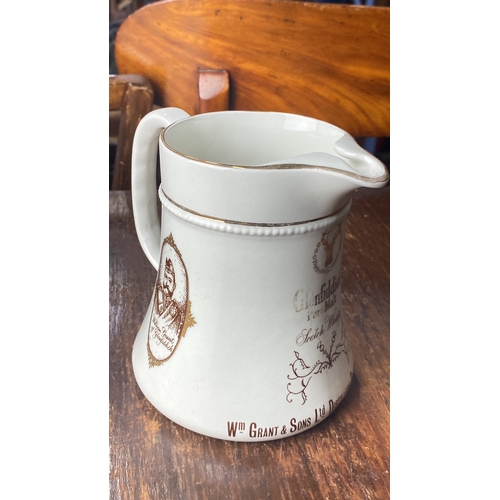 363 - Ceramic jug by Wm Grant & Sons Ltd features gold detailing and a rustic distillery illustration. Tra... 