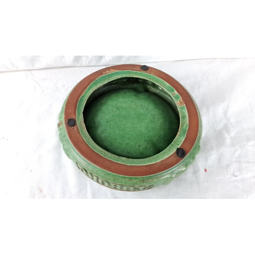 100 - Vintage Tuborg green ceramic ashtray, featuring embossed branding. From the mid-20th century (a/f).