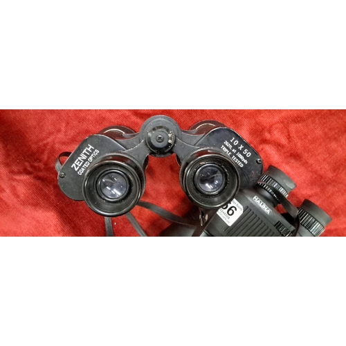 156 - Zenith 10x50 coated optics binoculars with Halina Discovery model feature precision focus adjustment... 