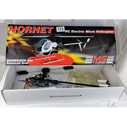 173 - MS Composit Hornet RC Electric Micro Helicopter, Schweizer 300 semiscale body. Complete with compone... 