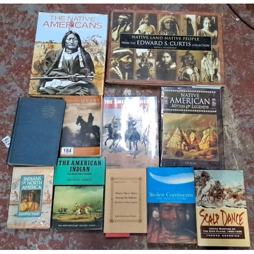 184 - Collection of books on Native American history and culture, featuring Edward S. Curtis and various a... 