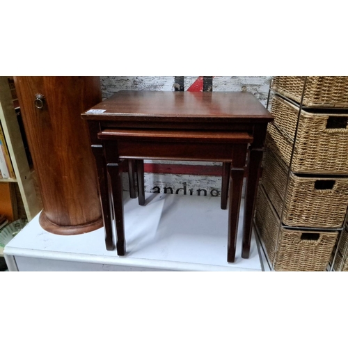 195 - Nest of two mahogany tables with tapered legs.