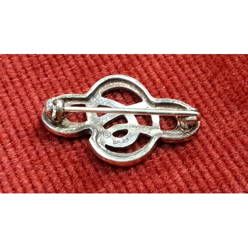 502 - Sterling silver Celtic knot brooch, marked 