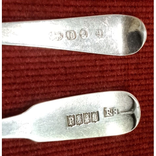 504 - Pair of Sterling Silver teaspoons with engraved design and hallmarks, Dublin 1811 Silversmith Richar... 