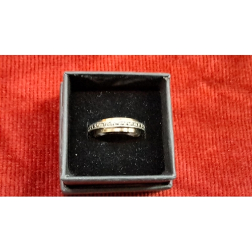 518 - Vintage Sterling silver eternity band with marcasite stones, size M.