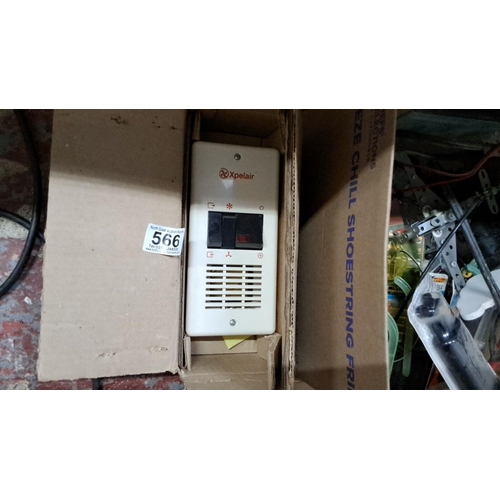 566 - Xpelair control unit with assorted electronic components and accessories in open box. Mixed lot incl... 