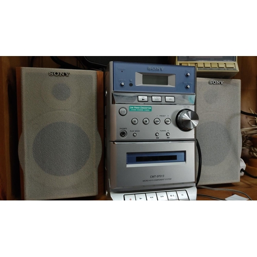 413 - Sony audio set with speakers, CMT-EP313 model, complete with Sony DAB/FM radio XDR-S55DAB and Bush c... 