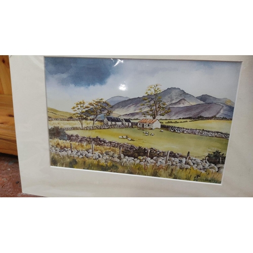 418 - Two prints of Northern Ireland landscapes by Beth Cheney, depicting serene rural scenes with hills a... 