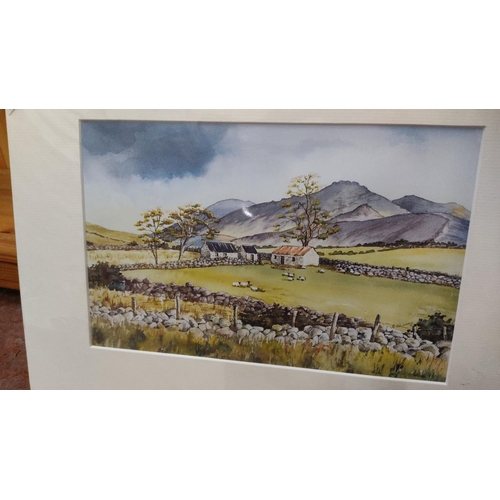 418 - Two prints of Northern Ireland landscapes by Beth Cheney, depicting serene rural scenes with hills a... 