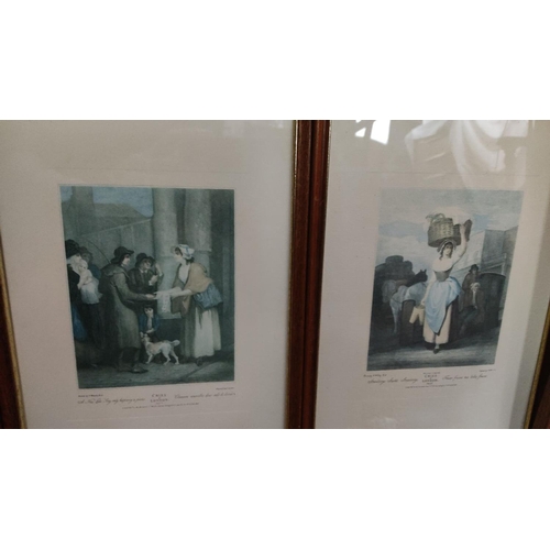 430 - Set of five framed vintage prints features 19th-century street scenes, signed by artist George Cruik... 