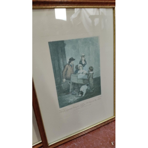 430 - Set of five framed vintage prints features 19th-century street scenes, signed by artist George Cruik... 