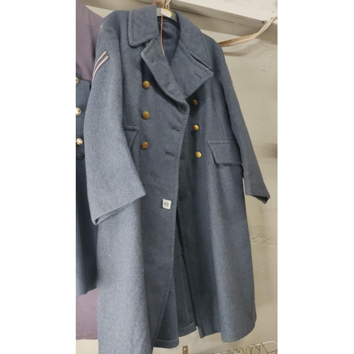 449 - British Military RAF Overcoat made of wool, double-breasted with brass buttons featuring an eagle an... 