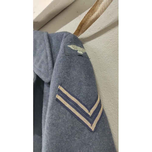 449 - British Military RAF Overcoat made of wool, double-breasted with brass buttons featuring an eagle an... 