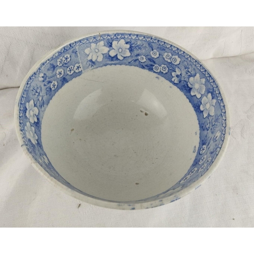 465 - Blue and white ceramic Country bowl featuring a countryside scene with cows and sheep. Intricate flo... 