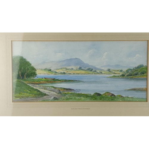 471 - Large watercolour 'Scrabo from Whiterock' signed G W Morrison.  Measuring 53x34cm.